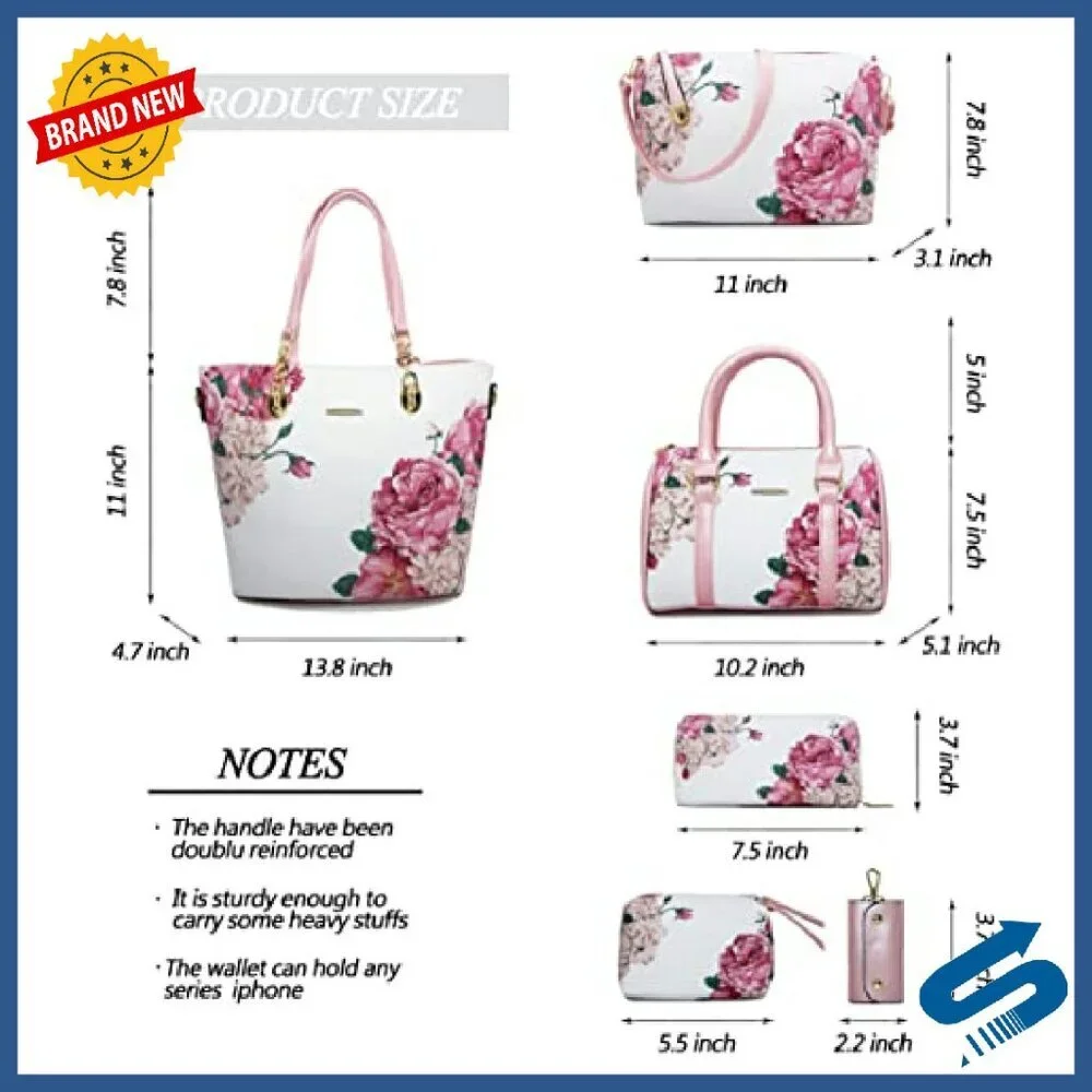 6-Piece Kids Faux Leather Purse Set with Tote Shoulder Bag Clutch - Picture 4 of 8